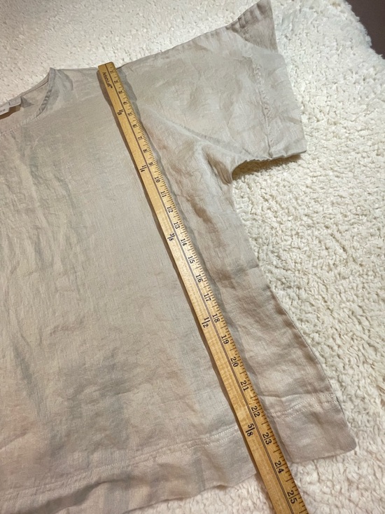 Chico's Tan 100% Linen Lagenlook Relaxed Fit Cana Top Beachy Size 3 /US XL - Picture 4 of 8